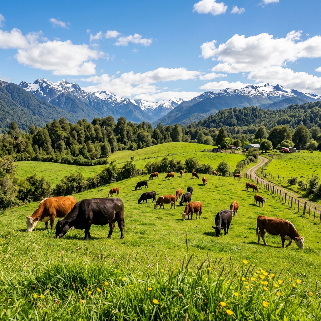 Ganadería bovina en praderas del sur de Chile